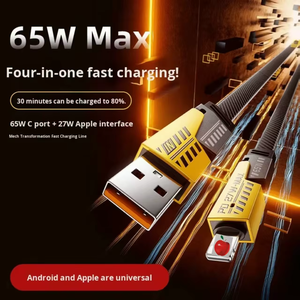 Cable de Carga Multifunción 4 en 1 Tipo-C USB de Calidad Excepcional, PD 65W Súper Rápido, para Teléfonos IOS y Android - Product Image 3