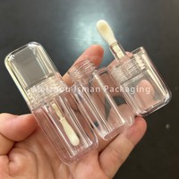 ISMAN Vente en gros de tubes à gloss à lèvres carrés transparents de 6 ml avec un grand applicateur, emballage de gloss à lèvres entièrement transparent, logo personnalisé