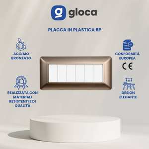Enchufe de pared Gloca de plástico con 6 tomas, juego de 2 en acero bronceado para uso residencial - Product Image 3
