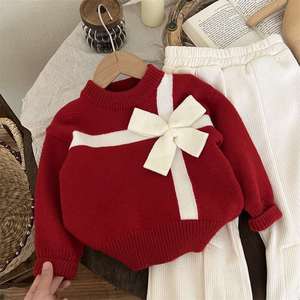 Autunno e inverno 2024 nuova ragazza 2 pz vestito rosso Top <span class=keywords><strong>pantaloni</strong></span> per bambini e tuta per ragazze maglione abiti per ragazze - Product Image 5