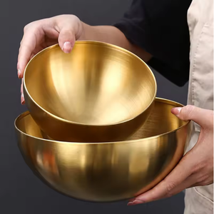 Récipient de nourriture de cuisine en argent doré Bassin de cuisson Bol de mélange de cuisson Snacks Bol de nouilles Ramen Bol à salade en acier inoxydable - Product Image 3