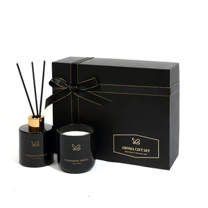 Wholesale Custom empty paper lid and base box for candle jar luxury 2 piece candles gift box set packaging with ribbon