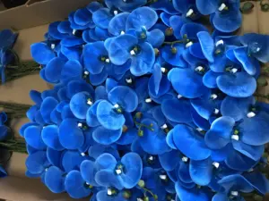 A-1241 9 Köpfe künstliche latex blaue Obstblumen Zum Verkauf