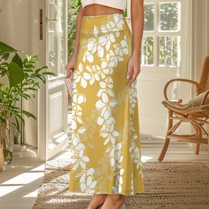 1MOQ modello personalizzato di lusso di alta qualità polinesiano <span class=keywords><strong>abbigliamento</strong></span> donna hawaiana fluida con volant avvolgente gonna lunga a vita alta per le donne - Product Image 2