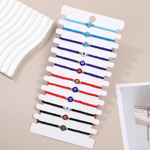 Wholesale Boho 12 Pcs Colorful Tukish Handmade Braided Strings Good Luck Blue Eyes Rice <b>Beaded</b> <b>Bracelets</b> - Product Image 3