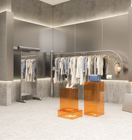 Étagère de présentation pour magasin de vêtements, en acier inoxydable, murale, pour vêtements féminins, accessoires de présentation de vêtements