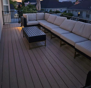 Banc de jardin extérieur en composite bois-<span class=keywords><strong>plastique</strong></span> (WPC) lisse, moderne, imperméable, avec cadre à lattes solides - Product Image 5