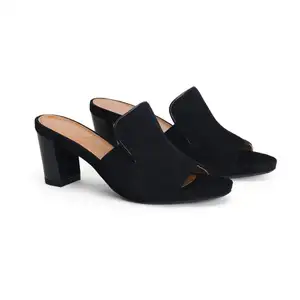 Damen Stylish Design Wildleder Slides Patent High Heel Piping Toe Sandalen Schuhe in US-Größen (6 7 8 9 10 11)