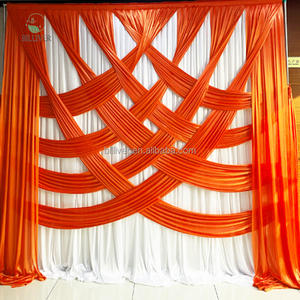 Hochwertige Eisseide Hochzeitspaneele Verschiedene Typen und Elegante Draperien Kreuzdesign Vorhänge Hochzeits-Hintergrunddekoration - Product Image 4