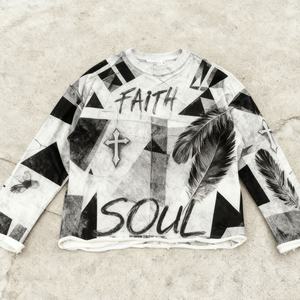 Camisetas de Manga Larga con Estampado Gráfico, Personalizadas OEM, de Pana, Talla Grande, para Hombre, Estilo Vintage, Impresión DTG - Product Image 2