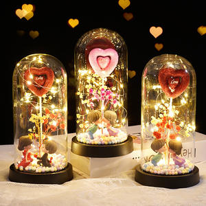 Cadeau pour les amoureux en gros, Saint-Valentin, couverture en plastique luminescente, fond noir, ornements pour les amoureux, fleurs décoratives, plantes - Product Image 3