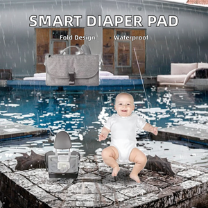 Tapis à langer portable Syntone pour bébé, motif uni, résistant à l'eau, en polyester, avec poche pour lingettes intelligentes, design pliable - Product Image 3