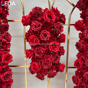 LEDA Party Event Handmade Custom Soft Fuchsia Rose Silk Flower Backdrop Natural Real Touch <b>Red</b> Flower <b>Runner</b> for Wedding - Product Image 4