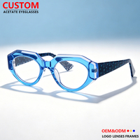 Gafas de Diseño de Lujo con Montura Geométrica Poligonal, Monturas Ópticas Robustas y Elegantes Hechas a Mano