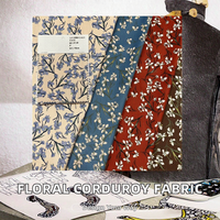 Tissu en velours côtelé tricoté chaîne imprimé floral tendance 200 GSM 100 % polyester pour jupes, robes et chemises