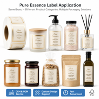 Étiquettes adhésives imperméables personnalisées de haute qualité pour gel douche, parfum et soins de la peau - Options multicolores écologiques