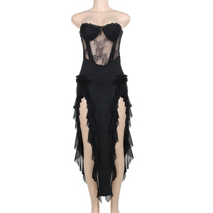 Robe de soirée élégante et sexy, bustier en dentelle transparente, vente en gros - Product Image 5