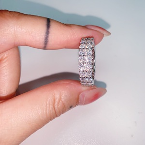 Hai Hàng 3Mm Đầy Đủ Eternity Nhẫn Sẵn Sàng Để Tàu Gra 925 Moissanite Nhẫn Iced out Người Đàn Ông Kim Cương Nhẫn Iced out Đồ Trang Sức - Product Image 4