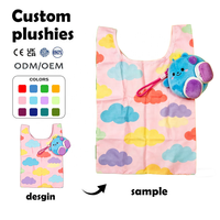 Sac écologique personnalisé avec logo, porte-clés en peluche réutilisable, sacs de courses écologiques recyclables, jouets brodés en peluche longue OEM, PP pliable