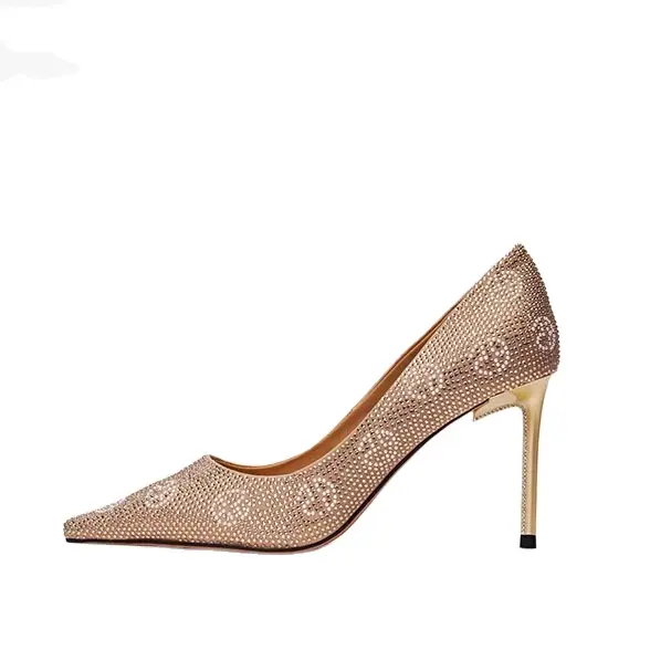 Sapatos stiletto elegantes e modernos de primavera, calçados de casamento de alta qualidade com diamantes de 12cm, estilo vamp, para primavera, 2022