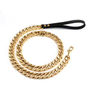 <span class=keywords><strong>Collar</strong></span> de cadena de oro de acero inoxidable de alta resistencia de lujo de 1 pulgada Gargantilla <span class=keywords><strong>Collar</strong></span> y correa de perro Bully - Product Image 4