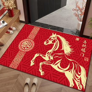 Alfombra de Entrada Rectangular de Terciopelo con Diseño de Caballo, para Interiores, Año Nuevo Chino, Diseño de Éxito, Antideslizante y Fácil de Limpiar - Product Image 4