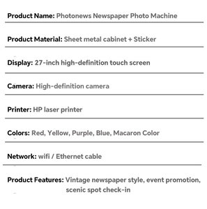 ตู้ถ่ายภาพเซลฟี่แบบหยอดเหรียญสไตล์วินเทจ ทำจากโลหะ พร้อมภาพพิมพ์จากหนังสือพิมพ์ - Product Image 3