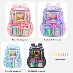 Wholesale Customizable Clear Transparent <b>Backpack</b> with Heart Design and Rainbow Zipper <b>Waterproof</b> PVC <b>School</b> Bag - Product Image 2