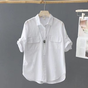 Chemisiers et hauts décontractés à col rabattu, manches boutonnées, imprimé rayé, tendance et en promotion pour femmes - Product Image 5