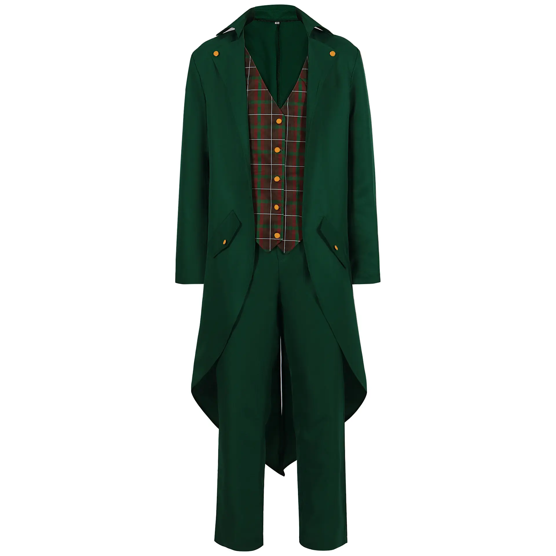 Herren Tailcoat Tuxedo gotische mittelalterliche retro-Bekleidung Erwachsene Renaissance Steampunk-Tailcoat Halloween-Kostüme Mantel Tuxedos Hut