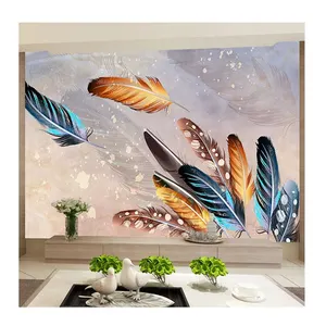 KOMNNI Modern Fashion Feather Wallpaper 3D Abstract Art Self-Adhesive Wall Murals Living Room TV Sofa Bedroom Home Decor