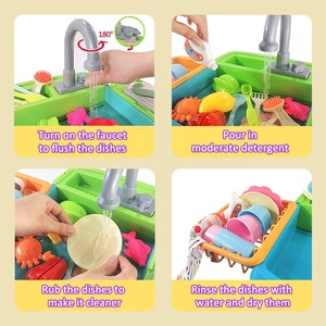 Giocattoli per <span class=keywords><strong>Lavastoviglie</strong></span> Finta per Bambini, Set da 30 Pezzi, Gioco da Cucina con Tavolo ad Acqua per Divertimento in Famiglia - Product Image 4