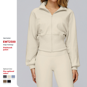 XW-EWT2500 Ropa Deportiva de Otoño para Gimnasio, <span class=keywords><strong>Top</strong></span> Corto Deportivo Ajustado de <span class=keywords><strong>Manga</strong></span> <span class=keywords><strong>Larga</strong></span> con Cierre y Alta Elasticidad para Yoga y Jogging para Mujer - Product Image 2