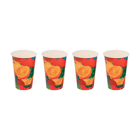 Groothandel op maat gemaakte fruitprint wegwerp papieren bekers met deksels, afhaalbekers voor juicebars, frisdrank- en drankenwinkels