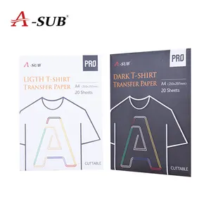 A-SUB โรงงานตัด No-Cut A4อิงค์เจ็ทเสื้อยืดกระดาษถ่ายโอนความร้อนสำหรับผ้าฝ้ายสีเข้ม