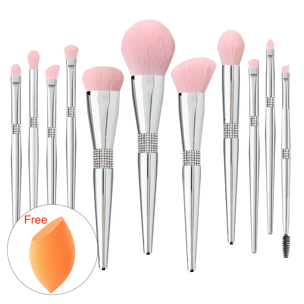 Bestseller Roze Synthetische Make-Up Borstels 11 Stuks Make-Up Borstel Set Private Label Make-Up Borstels Oem