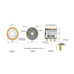 เซ็นเซอร์ตรวจจับก๊าซไฮโดรเจนซัลไฟด์แบบอิเล็กโทรเคมี Alphasense H2S-A1 เส้นผ่านศูนย์กลาง 20.2 มม. สำหรับการตรวจจับก๊าซ - Product Image 1