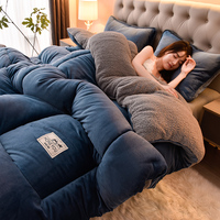 Couettes en velours de lait épais de luxe, literie en sherpa, solides, chaudes, super douces, en polyester, édredons, draps de lit, couvertures pour l'hiver