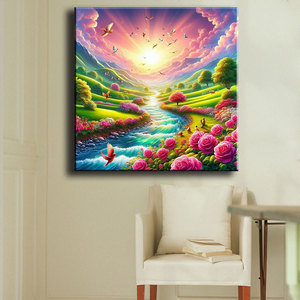 Verdadero fabricante, venta al por mayor, arte de pared 5D personalizado, decoración de lujo para el hogar, pinturas de paisaje, Kits de pintura de diamantes DIY ASF2854 - Product Image 2