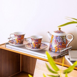 Service à thé en céramique - Théière florale en mosaïque avec 4 tasses et soucoupes - Product Image 4