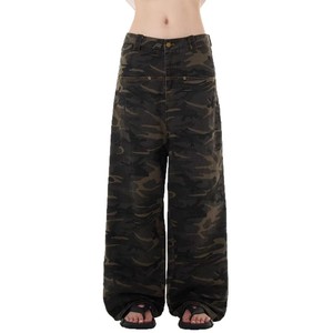 Pantalon cargo en denim camouflage taille basse pour homme, printemps automne, nouveau style américain, grande poche, coupe droite, ample, jambe large, décontracté - Product Image 5