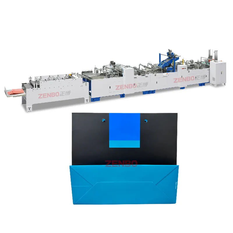 Máquina de producción de bolsas de papel con pegamento de agua semiautomática PLC