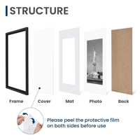 Juego de 2 Marcos de Madera Delgados Negros para Cuadros con Paspartú Blanco, Decoración de Pared para Hogar u Oficina, Venta al Por Mayor OEM