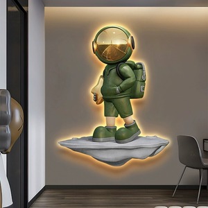 Vendita calda moderno astronauta di lusso ragazzino camera da letto sfondo da parete squisitamente intagliato decorazione per la casa arte pittura a LED - Product Image 2