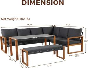 Prunia 4-delige Aluminium Moderne Waterdichte <span class=keywords><strong>Patio</strong></span> Meubelen Set Met Eettafel En Bank - Product Image 3