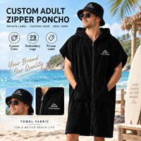 Peignoir de surf personnalisé avec fermeture éclair avant, en coton éponge premium, poncho de plage à capuche, marque privée OEM
