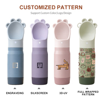 Précommande – Bouteille pour animaux de compagnie en acier inoxydable 18/8 sans BPA avec logo personnalisé, motif patte de chat, tasse à eau 2-en-1 pour chien, idéale pour la randonnée