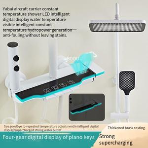 Tất cả các đồng hiển thị kỹ thuật số bầu không khí đèn súng màu xám Vòi hoa sen thiết lập với nước-mạ chải thép không gỉ nhà tắm - Product Image 4