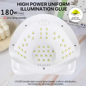 2024 desain baru dapat disesuaikan 180W pengering kuku untuk Gel manikur elektrik Salon cat kuku cepat kering lampu kuku profesional LED UV