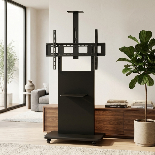 Modern Universal Height Adjustable Wheeled Tv Bracket Mobile Tv Mobile Cart